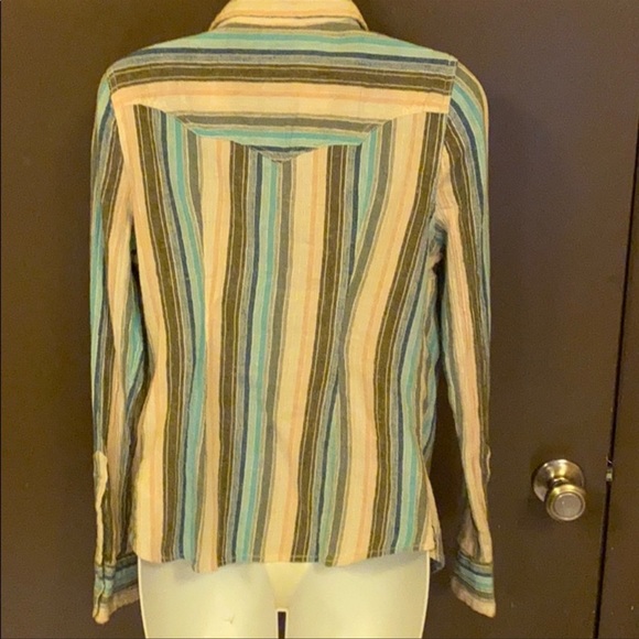 Free People Striped Pearly Snap Snaps Button Down western shirt - Picture 3 of 7